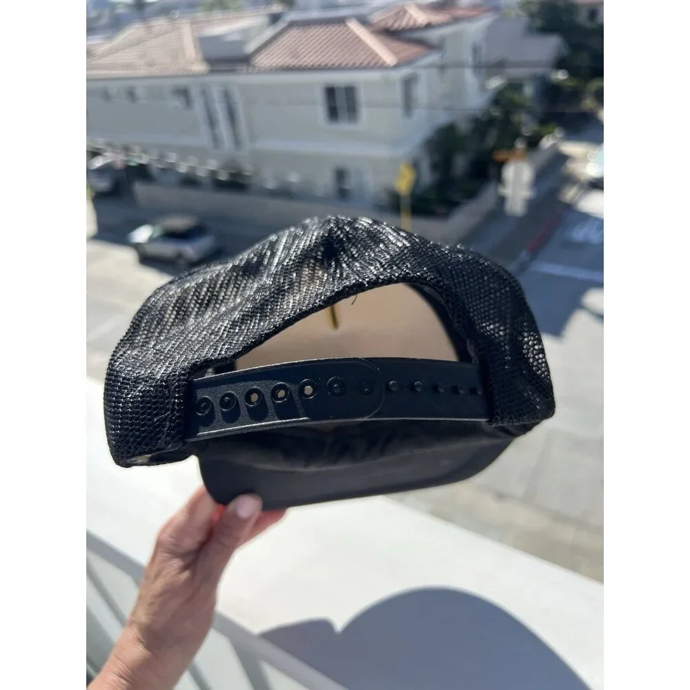 Vintage 80s black mesh trucker hat Arizona neon desert graphic streetwear